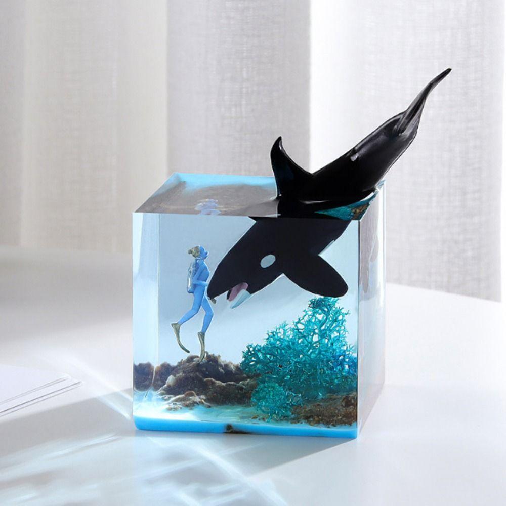 Decorative Diver Action Figures Model Unpainted 3D Micro Landscape Diver Model Plastic White Diver Figurine Fish Tank
