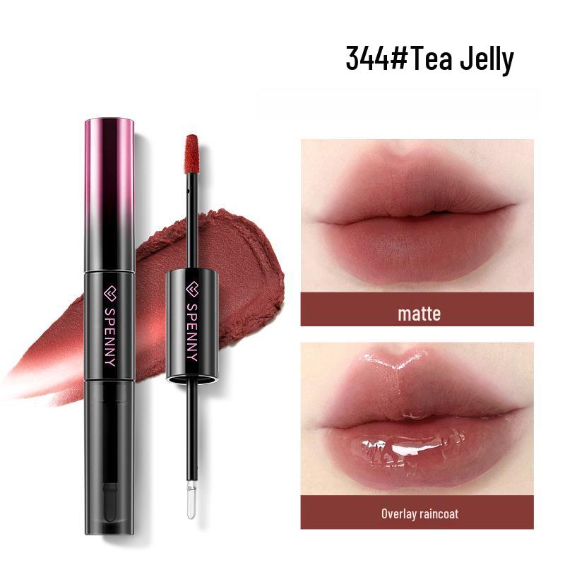 Shapeni Double-Ended Mirror Lip Gloss & Plump Lip Mud - Long-lasting, Non-Staining, Ideal for Students, Asian Makeup.