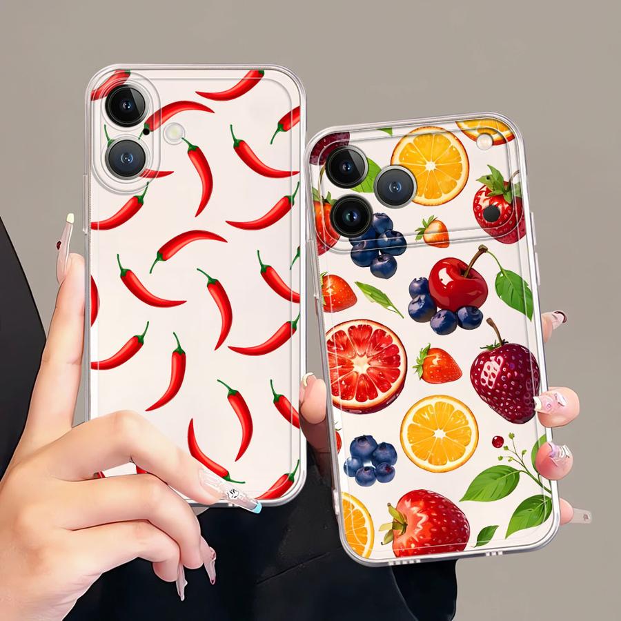 Fruit Chili Soft Phone Cover Case for iPhone 17 Pro Max 12 Mini 15 XS Max 13 Pro 16 7 8 Air 14 Plus XR 11