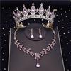Quality Crystal Bridal Jewelry Sets for Women Fashion Circle Earrings Necklace Set Bride Crown Tiaras Prom dubai jewelry sets