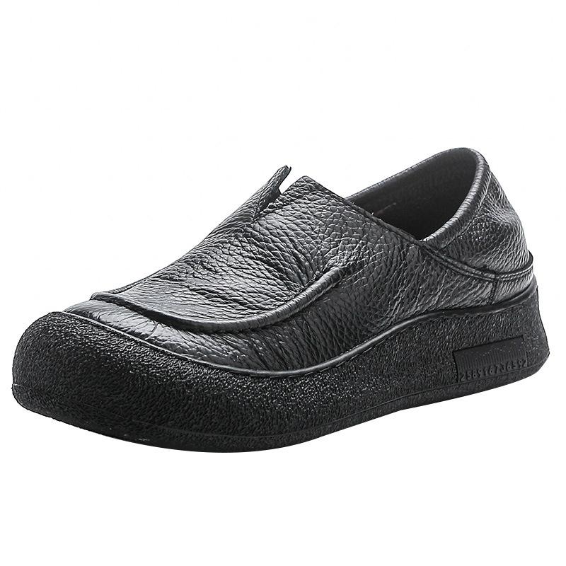 Äkta Läder Dam Casual Loafers Bekväma Arbetsaffärsskor Dam Plattor Läder Anti-halk Skor Gångskor
