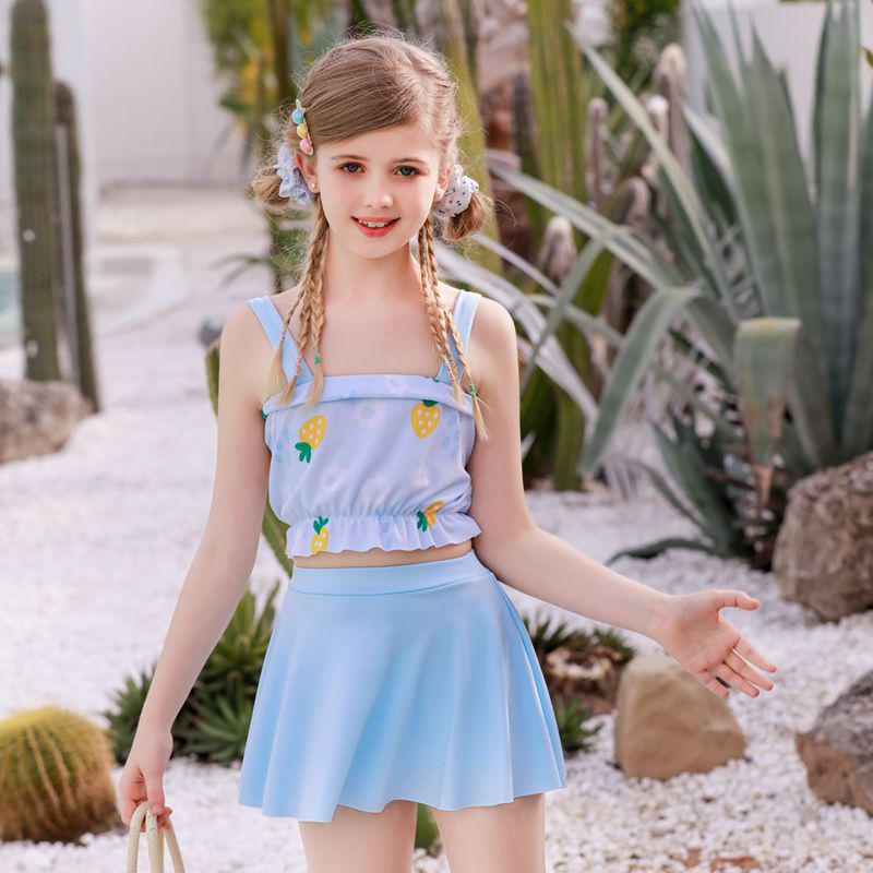 Shuizhuyuanyuan 2026 Conservative Two-Piece Slimming Swimsuit for Girls and Toddlers - Sporty Skirt Baby Swimwear