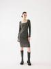 Knitwear Square Neck Black Dress