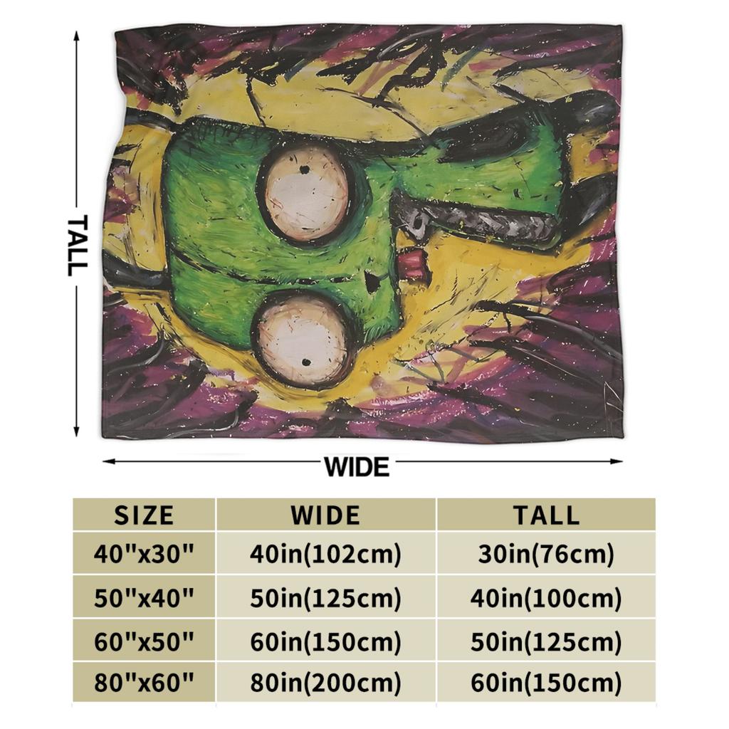 Invader Zim oil Blanket Warm Soft Novelty Plush Throw Blanket For Home Decor Travel Office Flannel Bedspread Bed Cover