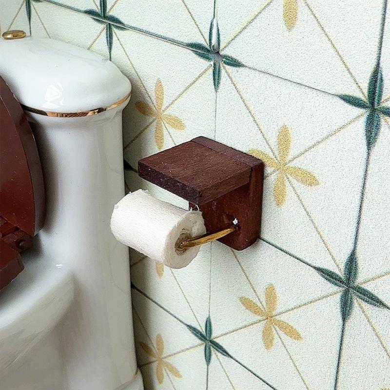 1:12 Dollhouse Miniature Furniture Paper Towel Holder Toilet Paper Model Dollhouse Bathroom Scene Accessories Pretend Play Toys