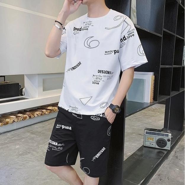 Summer Casual Suit Men's Five-point Shorts Short-sleeved T-shirt Large Size Running Sports Loose Two-piece Suit