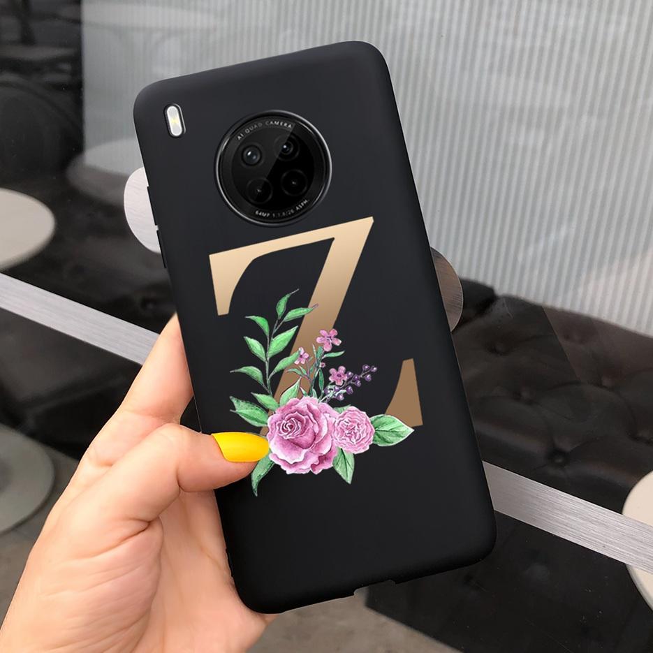 For Huawei Y9a 2020 Case 6.63'' Cute 26 Letters Cover Case For Huawei Y9a Y 9a Soft TPU Fundas HuaweiY9a Shockproof Phone Bumper