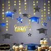 Cheerland Winter Graduation Party Decorations Blue and Gold Hanging Photo Backdrop Kit Congrats Grad Giltter 2025 Hanging Wall Banner University High
