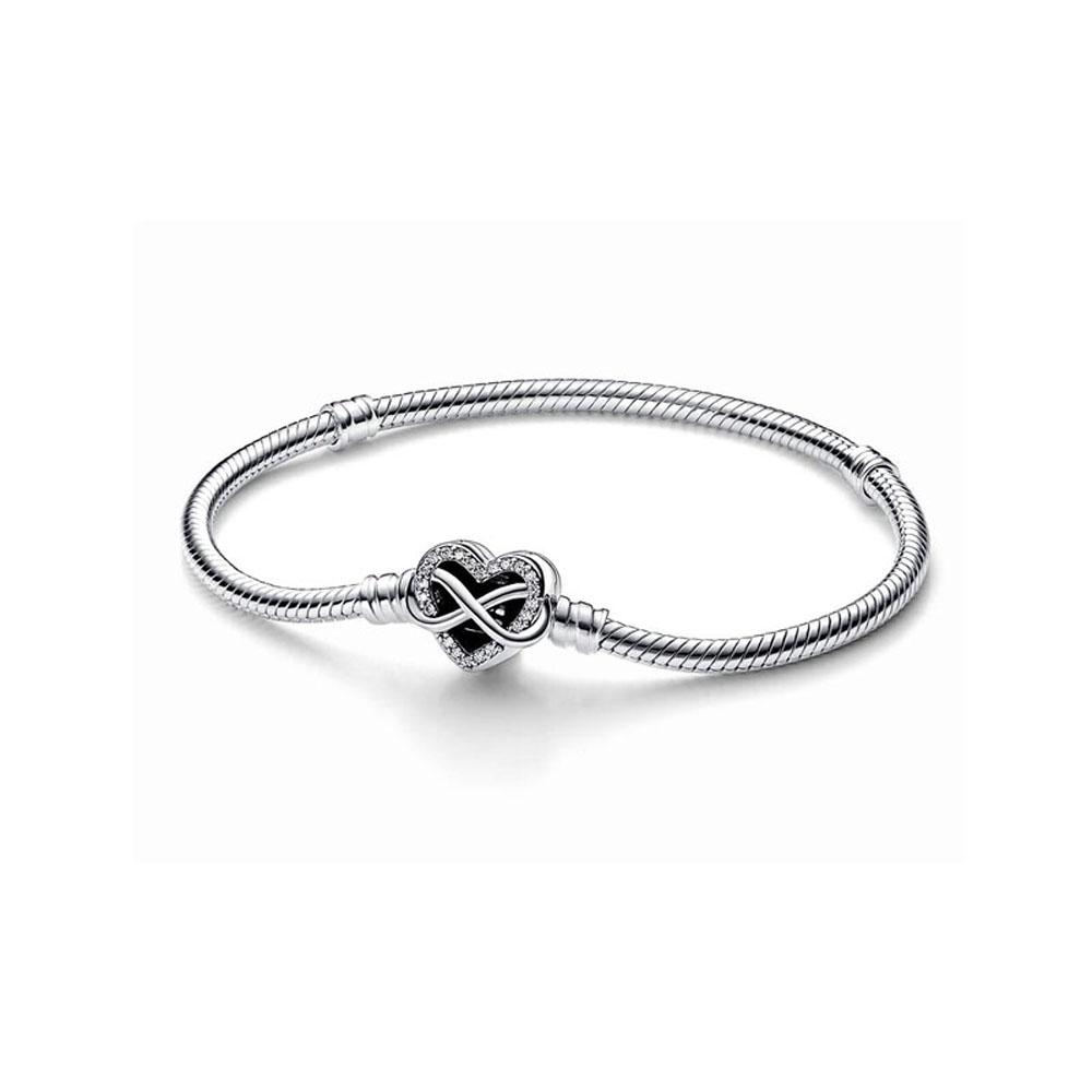 New 925 Silver Red Flower Heart Snake Chain Shiny Zircon Bracelet Fashion Jewelry