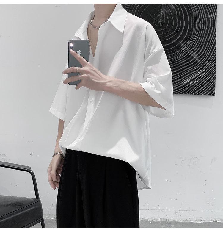 Men's Summer Ice Silk Short-Sleeve Shirt: Casual, Ascetic Style, High-End Feel