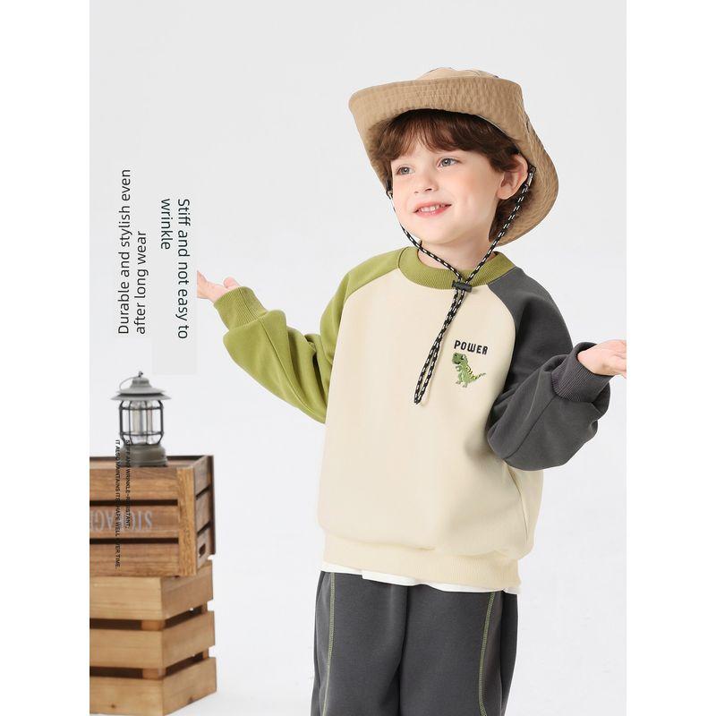 Right European Style Boys' Cartoon Raglan Sleeve Casual Sweatshirt 2026 Spring and Autumn New Children's Loose Top