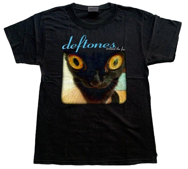 Around The Fur Jinx Кот Группа Deftones Винтаж Черная Мужская Футболка Размер S- 3XL Унисекс Унисекс Футболка L