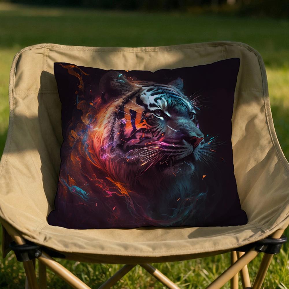Tiger Animal Print Cushion Cover Soft Reversible  Durable Pillow Cover  MultiScene Use for Home  Car Daily Comfort