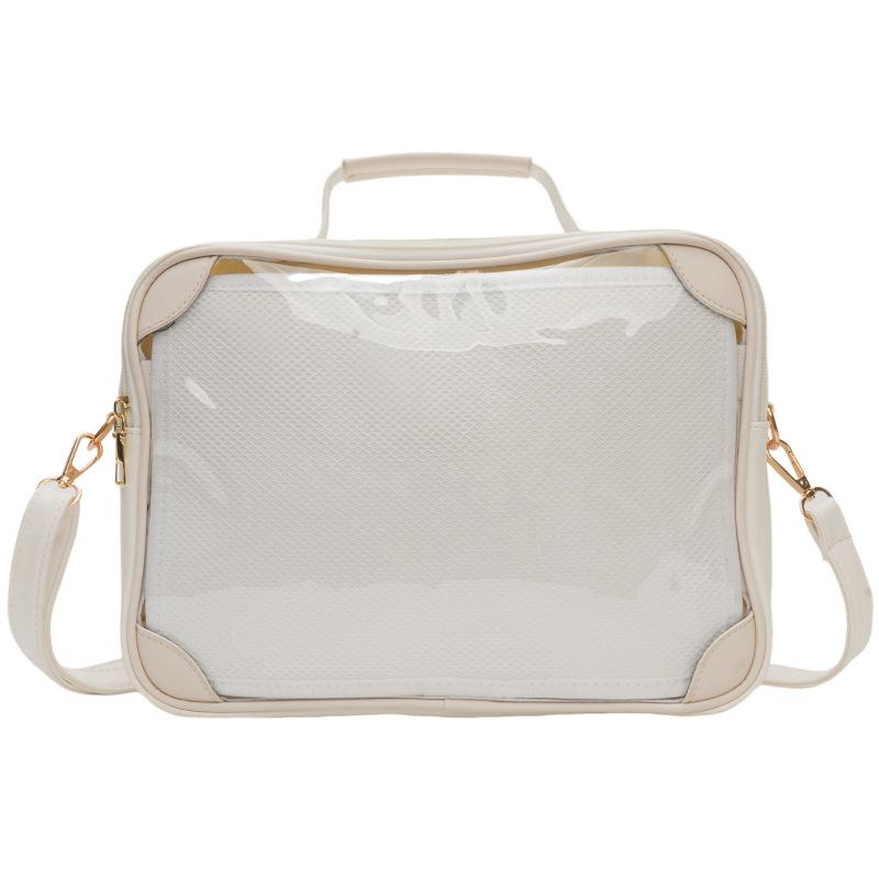 

Japanese Ita Bag Large Leather Pin Insert Female Handbags Clear Window Anime Ita Crossbody Bag Pins Display Painful Bag Itabag бежевый