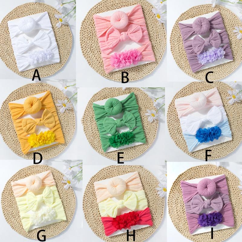 

New baby headband three-piece set, children s bow headband set combination, baby jewelry three-piece set