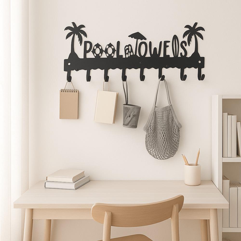 """POOL TOWERS" Metallwandkunstschild Tropischer Kokosnussstrand Modern Minimalistisch Heimdekoration Wohnzimmer Schlafzimmer Badezimmer Wasserdicht Rostfrei Hängendes Geschenk"""