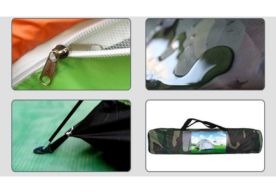 Camouflage 3-4 Person Manual Setup Foldable Hiking Tent with Sun Protection