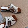 Fashion Summer French Retro Style Woven Sandals Female Slippers Explosions Selling Outdoor Wear-resistant Fashion High Heels Slippers.