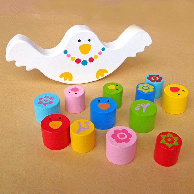 Balancing Frame Baby Learning Montessori Wood Toys Cute Bird Block Balance Kindergarten Early Teachi