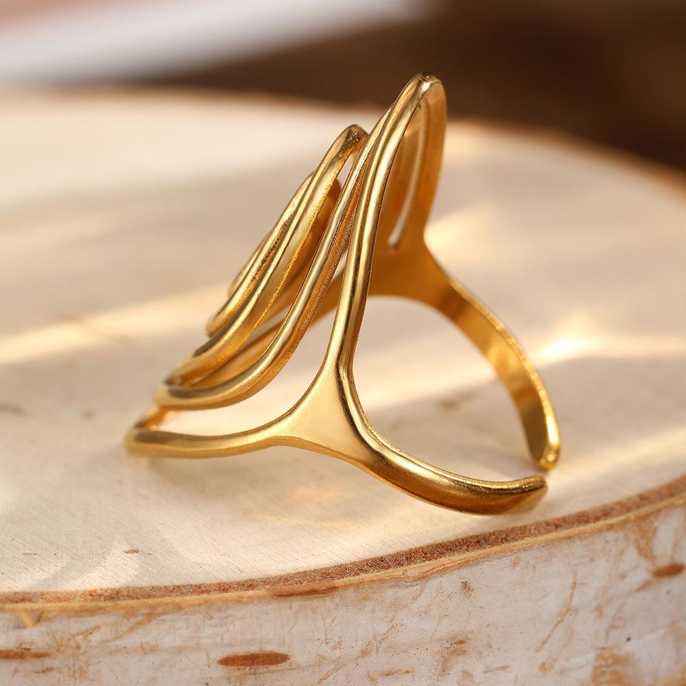 Retro Geometric Spiral Swirl Open Ring Stainless Steel Gold Color Trendy Finger Rings Minimalist Jewelry Gift Wholesale