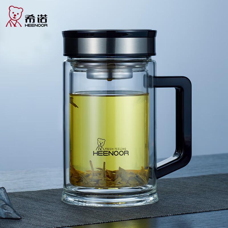Xinuo Double-Wall Glass Mug with Handle, 420mL