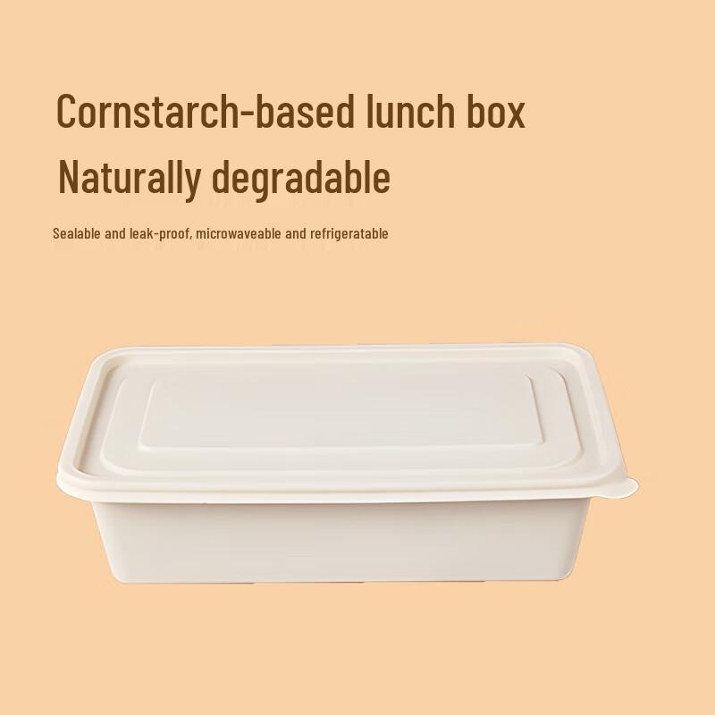 850ml Biodegradable Corn Starch Rectangular Meal Boxes