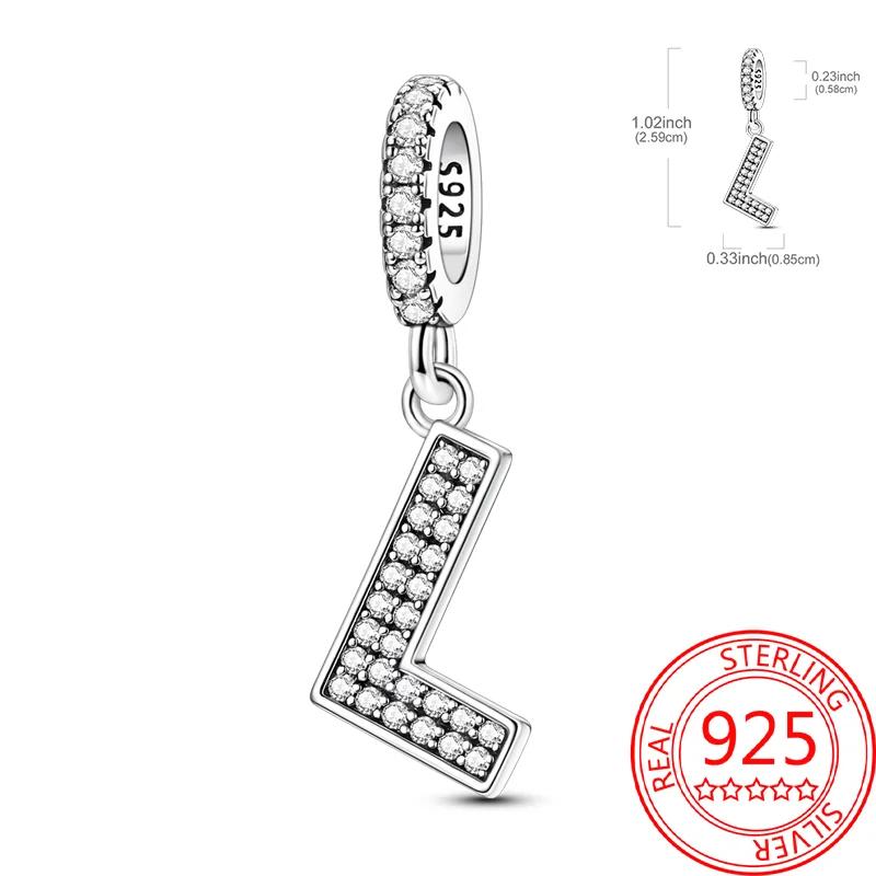 Copper 26 Letters Alphabet Charms Bead Inlaid Shiny Zircon Diy Love Letters Jewelry Gift Fit Original Bracelet For Women