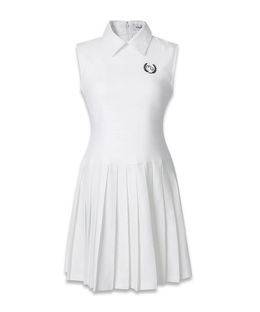 Mackie Pleated Mini Dress White