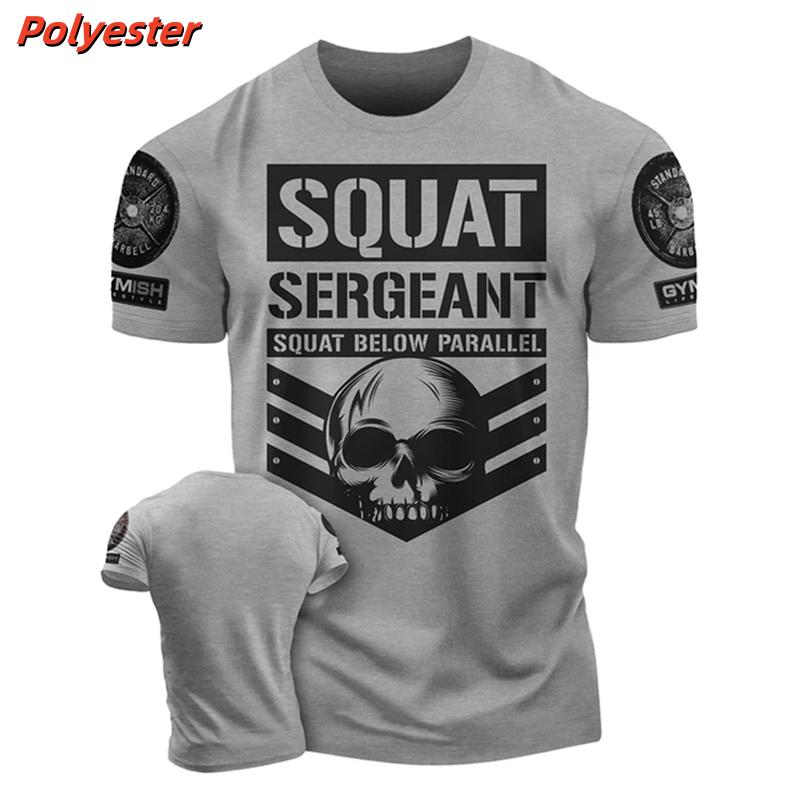 3D Printed Double Weightlifting T-shirt Men s Sports Fitness Pattern T-shirt 2XS