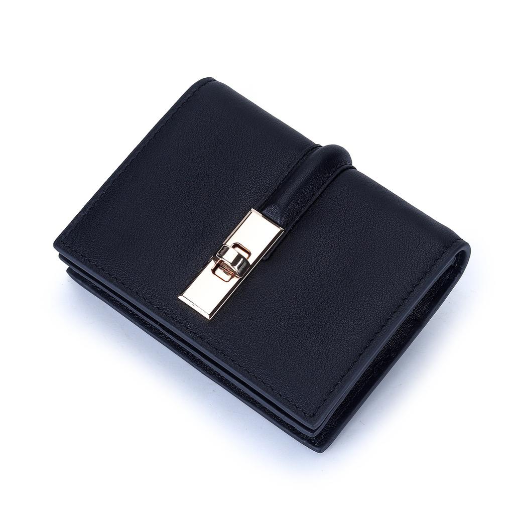 Elegant Women's Luxury Leather Wallet with Exquisite Gift Box,Premium Compact Short Purse with Twist Lock,Perfect Gift for Women