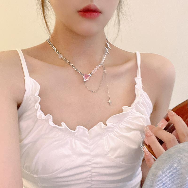 Fashionable Women Collarbone Y2K Zircon Necklace Double Layered Necklace Daily Casual Cocktail Party Choker