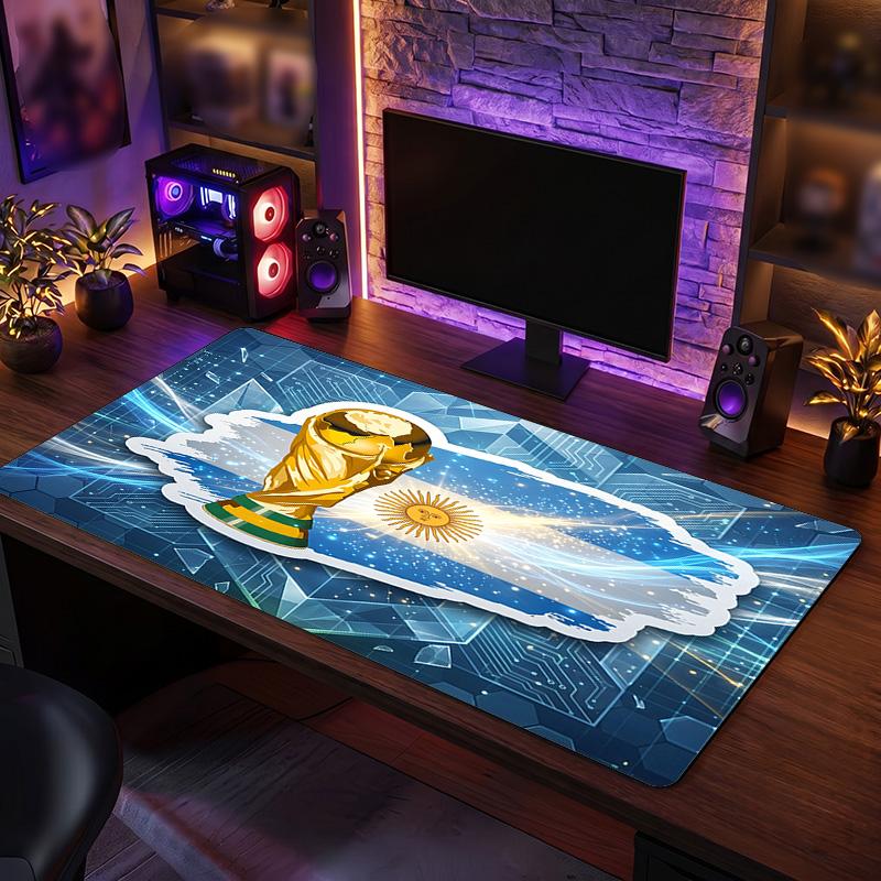 Tappetino Mouse Scudo Calcio Argentina, Tappetino da Scrivania Esteso Antiscivolo in Gomma per Gaming Ufficio Laptop Regalo per Fan