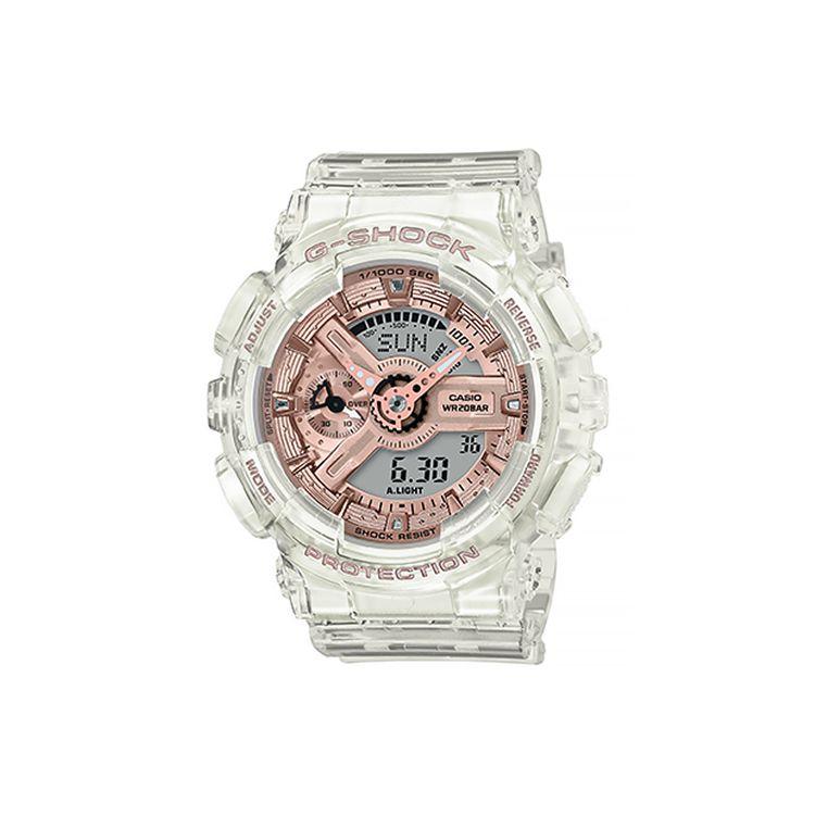 Casio G-Shock Color Block Street Transparent Jelly Waterproof Shockproof Anti-Magnetic Sports Quartz Movement Resin Strap GMA-S110SR-7APR Regular Watch Box,Transparent Strap