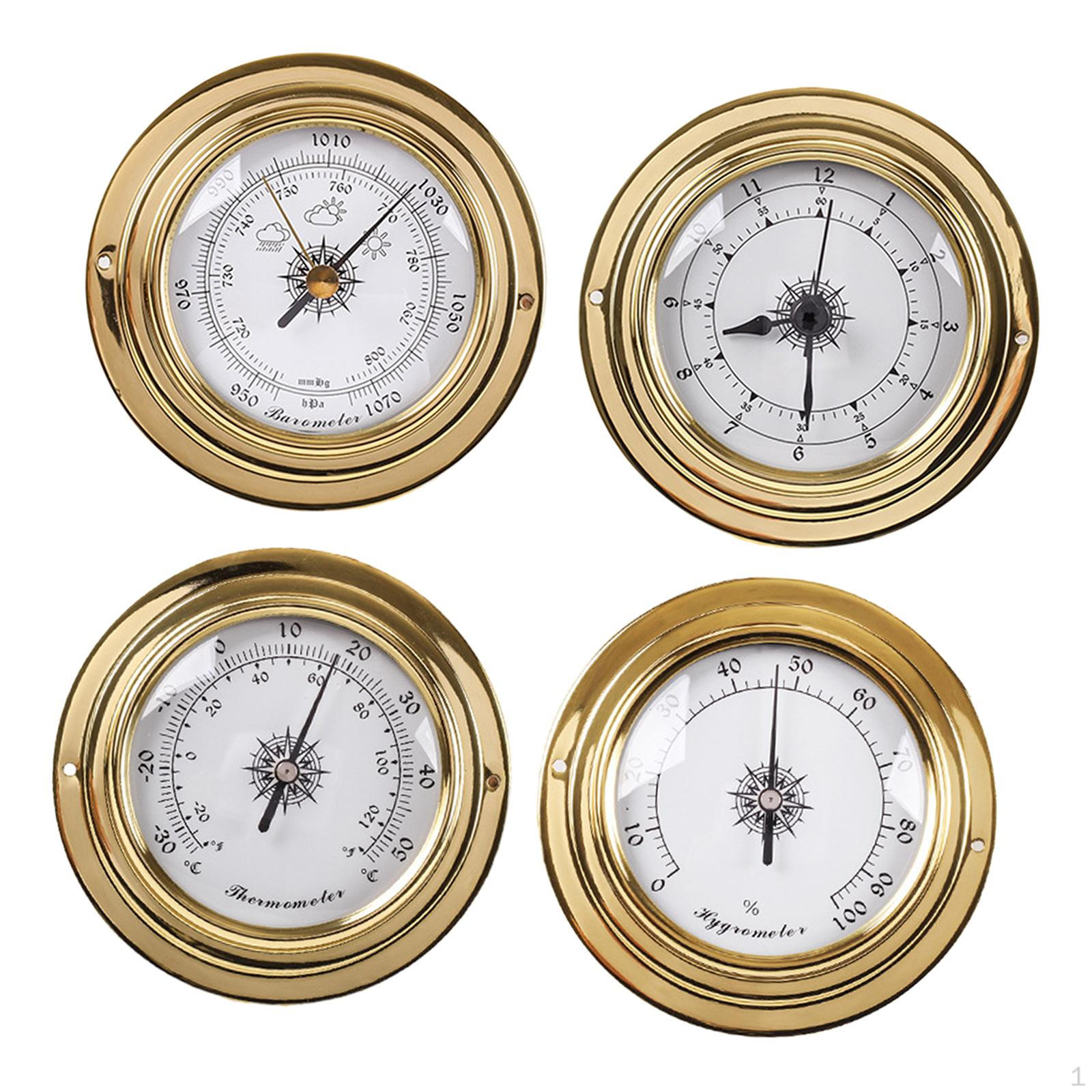 4Pcs Thermometer Hygrometer Barometers Clock Weather Stations Wall Mounted Instrument for