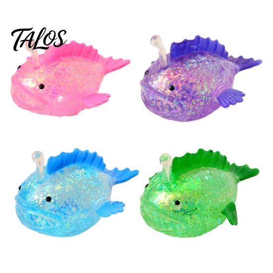 Lantern Fish Stress Ball Sugar Clear Glitter Sea Squeeze Fidget Toy Healing Sensory Soft Stretch Anxiety Relief Hand Relaxation Tool Bling