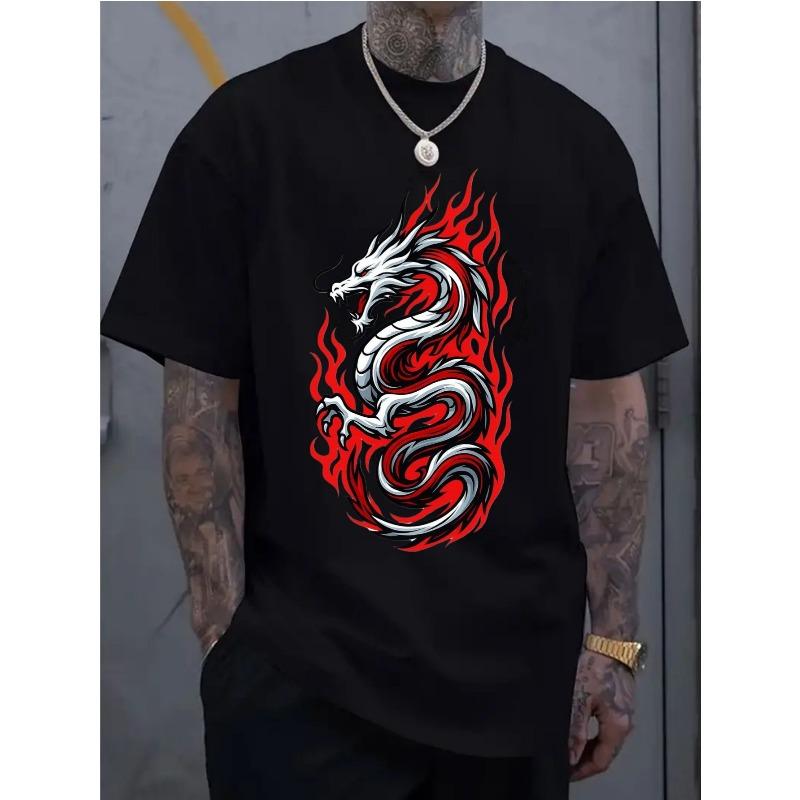 European Sizes Men's Casual Sportswear Short-sleeved Shirt, Trendy 2D Printed Pattern, Stretchy and Comfortable, Suitable for Sports