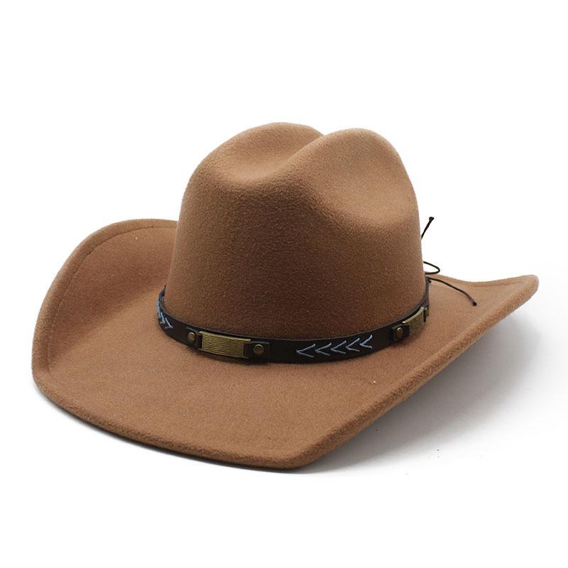 Wind Western Big Cowboy Hat Rivet Woolen Hat Men And Women Big Eaves Outdoor Outing Mountaineering Tibetan Top Hat