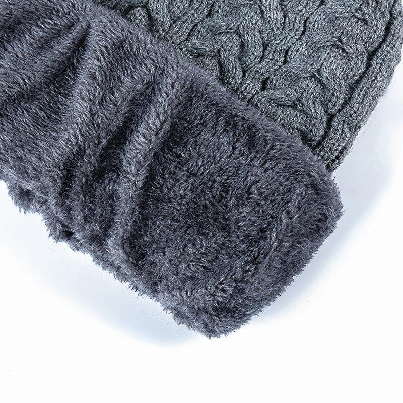 Unisex High Hat Quality Winter Add Fur Lined Cap Stylish Wool Beanie Hat For Men Women Warm Thick Outdoor Knitted Hat