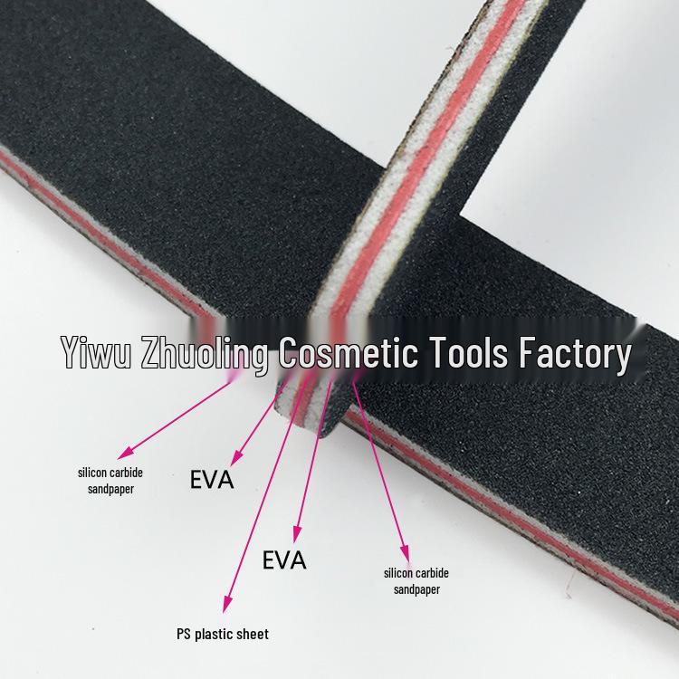 Curved Nail File Red Heart Rubber Board with Black Sandpaper - Wear-Resistant Banana Polishing Stick for Manicure Nail Art