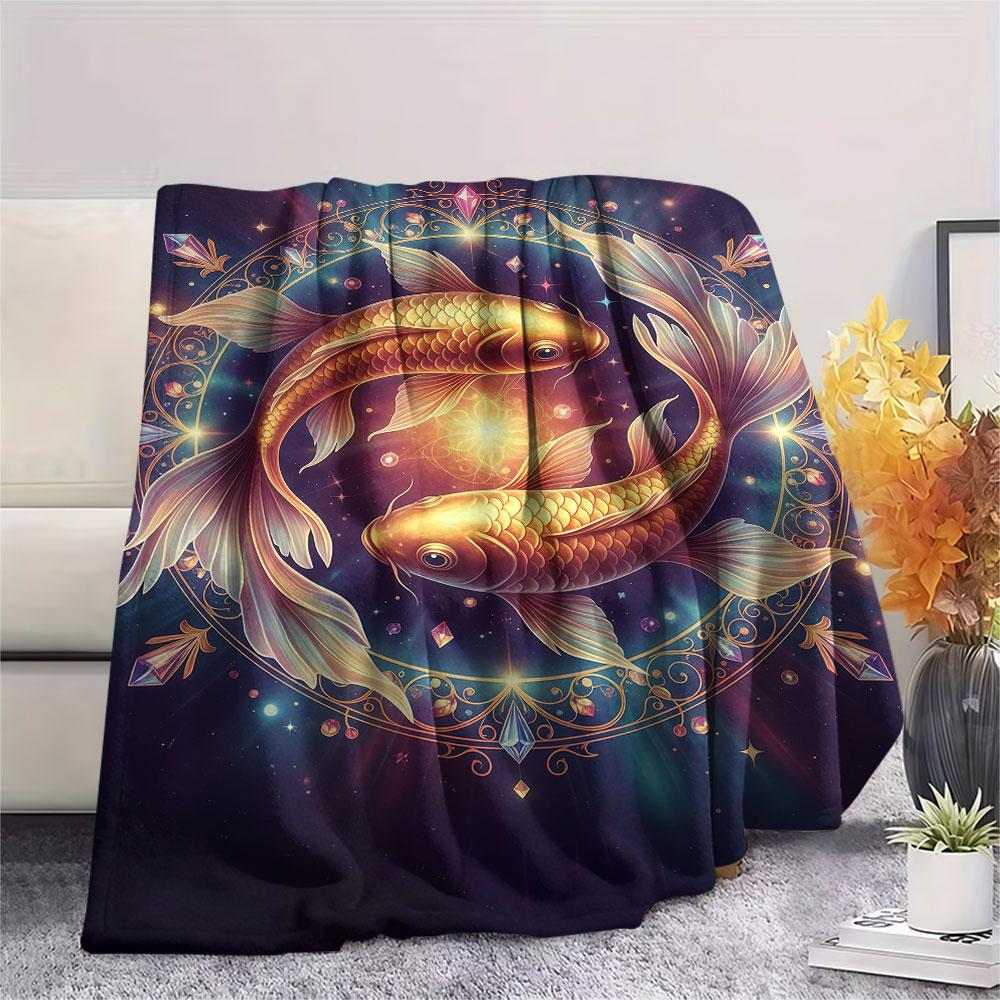 1Pc StarAnimals Print Flannel Blanket, High quality Comfortable for All Seasons, Home Decor, Warmth and Comfort, Perfect for Christmas Gifts