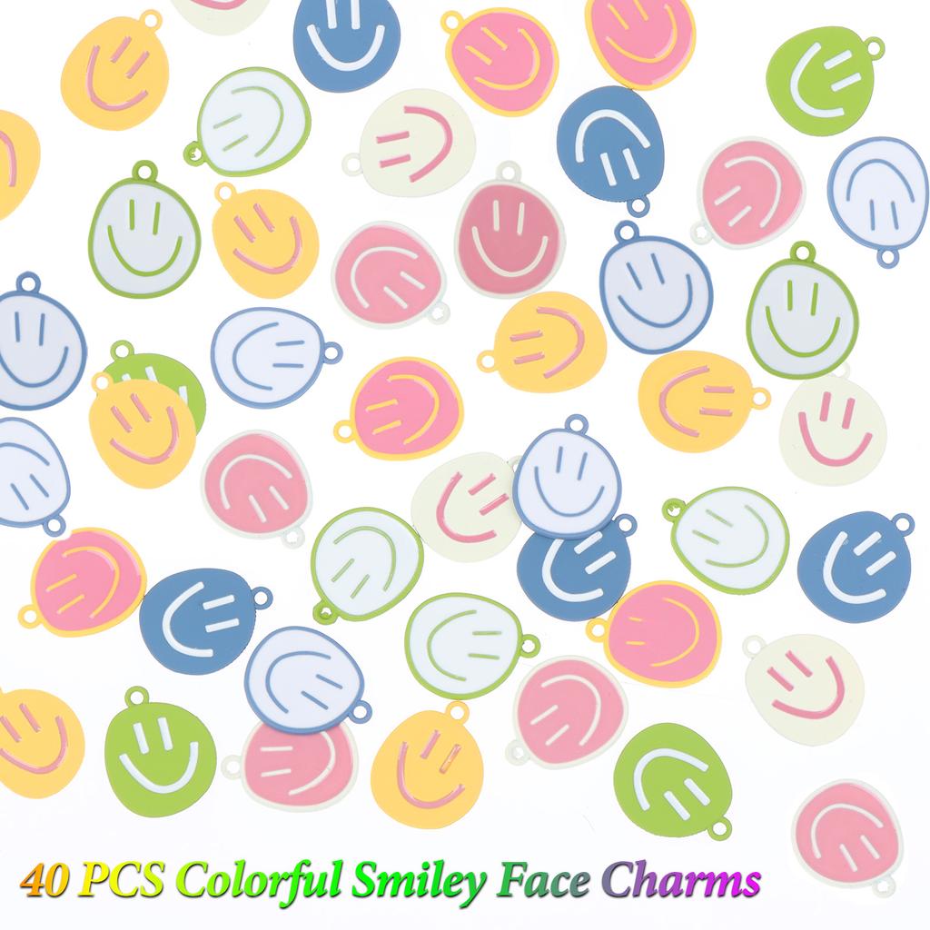 Buy 40 Pieces Smiley Face Charms Pendants, Colorful Alloy Smiley Face