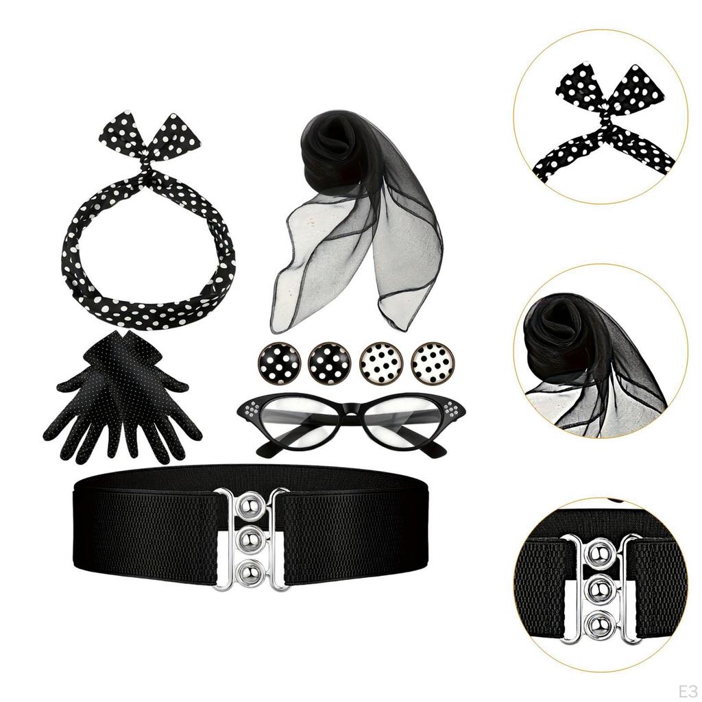 1950S Women Costume Gloves Scarf Retro for Holiday Outfit Festival Props