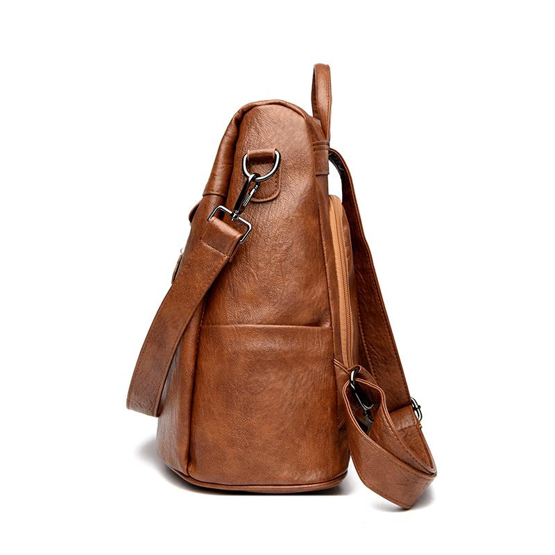 Rucsac mic de damă, de mare capacitate, cu mai multe straturi, din piele moale