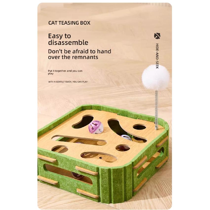 Cat Maze Box Hide Seek Toy, Self Entertainment Cat Scratcher, Durable Bite Resistant Interactive Pet Play Supplies