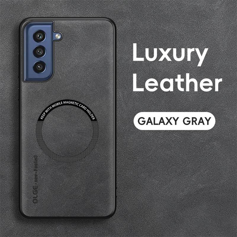 Magnetic Retro Leather Soft Case For Samsung Galaxy S21 FE S21FE Wireless Charging Phone Case Cover