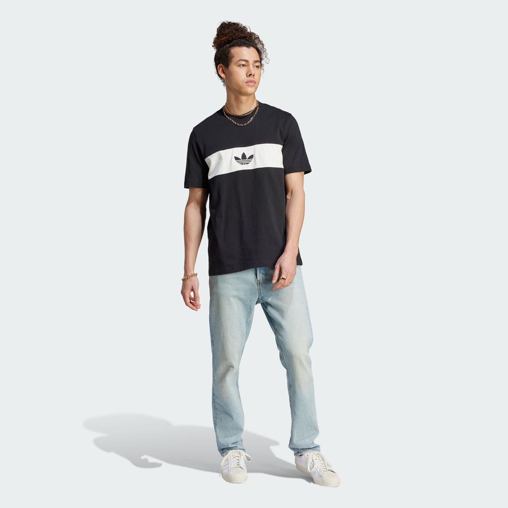 adidas Originals Colorblock Logo Print Crewneck T-Shirt Men Tops Black HZ0703