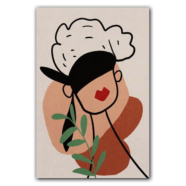 Nordic Figure Oil Painting Women Minimalist Abstract Art Canvas Painting Living Room Corridor Office Home Decoration Mural No Frame