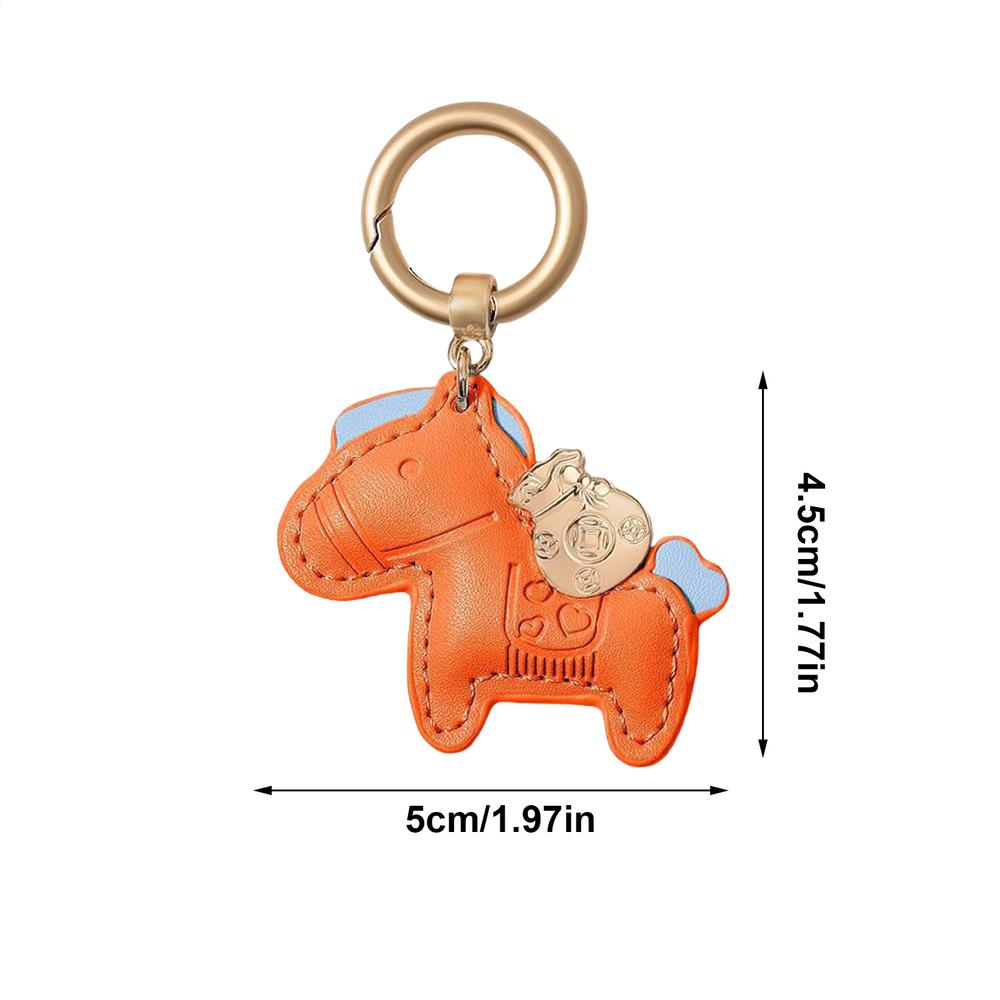 

Horse Keychain Pendant 2026 Auspicious Artificial Leather Chinese Luck Symbole Keychain Pendant for Teens Women Girls Collectors оранжевый