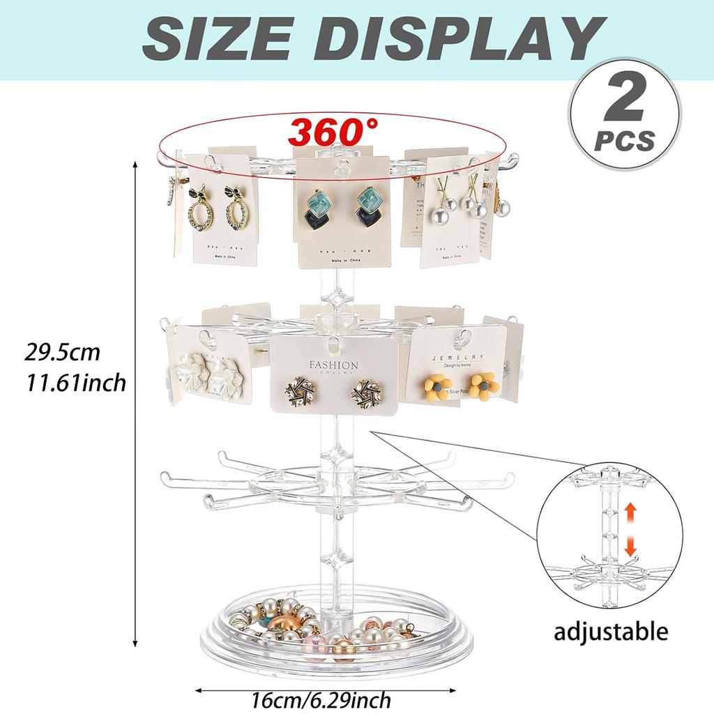 1 Stück 2. / 3. Etage drehbarer Schmuckaufbewahrungsständer Halsketten-Displayständer drehbarer Schlüsselanhänger Armband-Aufbewahrungsständer perfektes Weihnachtsgeschenk