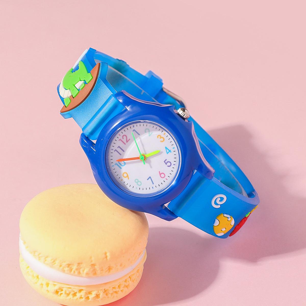 

Новая модная милая мультяшная 3D наклейка на поверхности, маленькие силиконовые кварцевые часы с динозавриком; синий